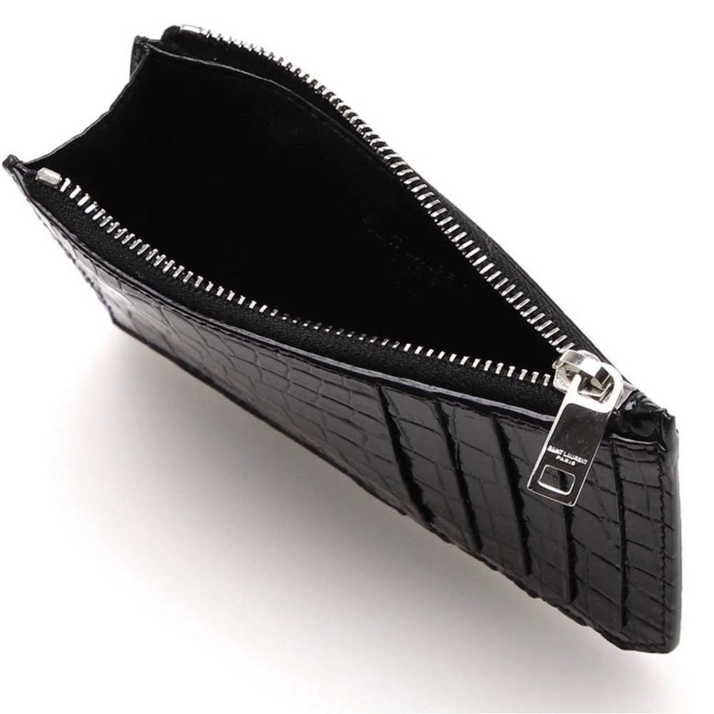 Saint Laurent Black Crocodile-Embossed Wallet - Picture 4 of 6